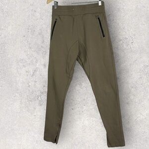 ASRV Aesthetic Revolution Pants Tan Size Medium Ribbed Ankle Zip Stretch Rib Men